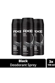 3 Adet Axe Erkek Deodorant & Bodyspray Black 48 Saat Etkileyici Koku Vücut Spreyi 150 ml thumbnail 1