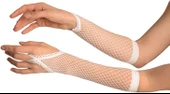 Beyaz Renk Parmak Arası File Örgü Eldiven 26 cm - 3