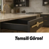 Saral Çizgili Mat Altın Metal Kulp 160 mm 16 cm Mobilya Çekmece Mutfak Dolabı Dolap Kapak Kulpları thumbnail 4