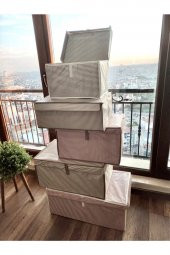Alas 5 Adet Kapaklı Çok Amaçlı Hurç Kutu Mega 60x40x30 Kahve - 7