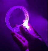 Mor Led Işıklı Baskı Yapılabilen Pilli Bileklik Bilezik 1,5 cm Genişlik - 1