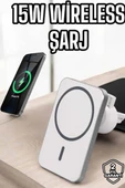 araç uyumlu Kablosuz 15W Taşınabilir Şarj Aleti Çift Kablo thumbnail 1