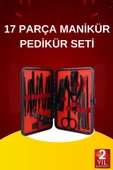 17 Parça El Ayak Bakım Seti Tırnak Temizleme Manikür Pedikür Cımbız Törpü Tırnak Makası thumbnail 1