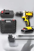 24 Parça Çift Bataryalı Şarjlı Matkap Seti 24W Motor ve Otomatik Mil Kilitli Tasarım thumbnail 2