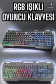 Led Işıklı Oyuncu Klavye Usb Girişli RGB Işıklı Q Klavye Mouse Hediyeli thumbnail 1