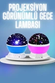 Renkli Yıldızlı Gökyüzü Projeksiyon Gece Lambası Pilli ve USB Kablolu thumbnail 1