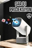 Akıllı Projeksiyon Powerbankli Taşınabilir Sinema Projektörü 4k HD Kaliteli - 1