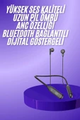 100 Saat Kablolu Boyun Askılı Dijital Göstergeli Bluetooth Kulaklığı - 2