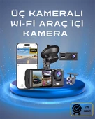 Üç Kameralı 1080p Full HD Araç İçi Kamera – G-Sensörlü ve Gece Görüşlü thumbnail 1