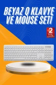 Kablosuz Klavye Mouse Seti Beyaz Q Klavye Tüm Cihazlara Uyumlu thumbnail 1