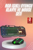 RGB Işıklı Gaming Oyuncu Klavye Q Klavye Mouse Hediyeli thumbnail 1