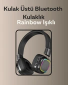 Bluetooth 5.3 Rainbow Işıklı Kulak Üstü Kablosuz Kulaklık - 1
