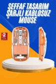 Mouse Fare Kablosuz Mouse Fare Şarjlı Bluetooth Sessiz 5 Tuşlu Şeffaf thumbnail 1