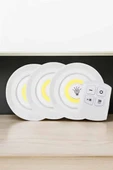 Spot Lamba Led Işık 3'lü Uzaktan Kumandalı Pilli Yapışkanlı Kablosuz thumbnail 1