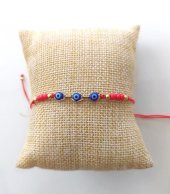 Sıralı Boncuk Nazarlı Ayarlanabilir İp Bileklik Kadın Genç Kız Çocuk Noel 10025 - 1