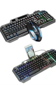 RGB Işıklı Gaming Oyuncu Klavye Q Klavye Mouse Hediyeli thumbnail 1