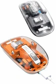 Mouse Fare Kablosuz Mouse Fare Şarjlı Bluetooth Sessiz 5 Tuşlu Şeffaf thumbnail 1
