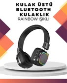 Kablosuz RGB Işıklı Katlanabilir Bluetooth Kulak Üstü Kulaklık - 2