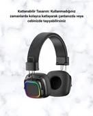 RGB Işıklı Katlanabilir Bluetooth 5.3 Kulak Üstü Kulaklık thumbnail 1