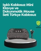 Işıklı Kablosuz Mini Klavye – 2.4 GHz, Dokunmatik Mouse Özellikli thumbnail 2
