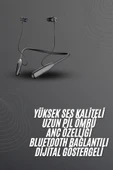 100 Saat Bluetooth Kulaklık Dijital Göstergeli ANC Özelliği Kablolu thumbnail 2