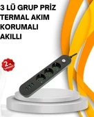 Hızlı Şarj Özellikli 3 USB Girişli Üçlü Priz thumbnail 2