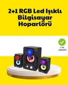 2.1 USB Bağlantılı Oyun Hoparlörü Renkli LED Işıklı - 1