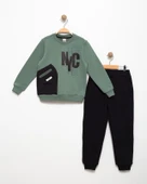 Erkek Çocuk Cep Detaylı Baskılı Eşofman Takımı M00756 - 5