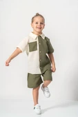 Müslin Kumaş Pamuklu Yazlık Şortlu Erkek Çocuk Takım M00733 thumbnail 3