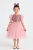 Balon Kol Pul Payet Kız Çocuk Tütü Elbise M00751 thumbnail 2