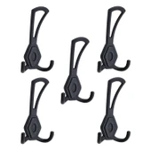 Mali 5’li Siyah Askı Takımı Metal Dolap Vestiyer Kapı Arkası Elbise Kıyafet Askılık Askısı thumbnail 1