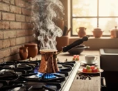 LUDIA Otantik İşlemeli Ahşap Saplı El Yapımı Eskitme Bakır Cezve m2 Kahve Cezvesi - 7