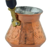 Otantik İşlemeli Ahşap Saplı El Yapımı Eskitme Bakır Cezve m3 Kahve Cezvesi - 4