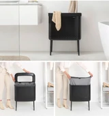 Brabantia Bo Matt Black Plastik Kapaklı Çamaşır Sepeti 60lt thumbnail 2