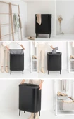 Brabantia Bio Matt Black Plastik  Kapaklı Çamaşır Sepeti 2x45lt thumbnail 2