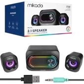 Mikado MD-511 5W+3W×2 USB RGB Ledli 2+1 Gaming Speaker Hoparlör Pc Bilgisayar Hoparlörü Ses Sistemi - 2