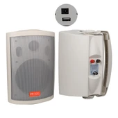 Magicvoice MV-25 16 CM 80 Watt Komütatörlü Hat Trafolu Beyaz Sütun Hoparlör 2'Li Okul Cami Konferans Salonu Hoparlörü - 1