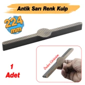 Saral Çizgili Antik Sarı Metal Kulp 224 mm 22.4 cm Mobilya Çekmece Mutfak Dolabı Dolap Kapak Kulplar thumbnail 3