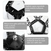 Ayt Ledx Ayarlanabilir Açılı 5 Kanatlı 148 Smd Ledli Galaxy Projektör Işığı 60W 6600 Lumen E27 Duy Ampul 32Cm Çap - 2