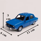 Nostaljik Metal Çek Bırak Mavi Araba Renault 12 Kapılar Açılır - 1