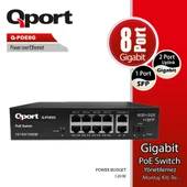 QPORT Q-POE8G 8PORT 10/100/1000 + 2 PORT 10/100/1000 UPLINK POE SWITCH - 1
