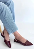 Pabucmarketi Bordo Rugan Kadın Alçak Topuk Ayakkabı thumbnail 1