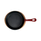 Lava Döküm Yuvarlak Kızartma Tavası Yekpare Saplı Kayın Servis Ahşabı. Çap(Ø)20cm thumbnail 3