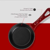 Lava Döküm Yuvarlak Kızartma Tavası Yekpare Saplı. Çap(Ø)16cm.-Bordo - 6