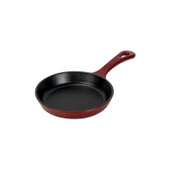 Lava Döküm Yuvarlak Kızartma Tavası Yekpare Saplı. Çap(Ø)16cm.-Bordo - 2
