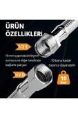DESIPHON 1/2 Nipelli 70 cm Paslanmaz Çelik Örgülü Flex Hortum - Yüksek Basınca Dayanıklı - 4