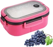 Taşınabilir Yemek Kabı Lunch Box 2 Katlı Diyet Beslenme Kutusu Saklama Kabı Çatal Kaşıklı Sefer Tası - 6