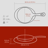 Lava Döküm Yuvarlak Kızartma Tavası Yekpare Saplı Kayın Servis Ahşabı. Çap(Ø)16cm. thumbnail 5