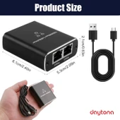 Daytona ZR861 RJ45 Network Splitter Adaptör / 1000Mbps Ethernet Splitter Bilgisayar, Yönlendirici, TV (Gigabit) için USB-C Güç Kablosu ile thumbnail 7