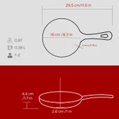 Lava Döküm Yuvarlak Kızartma Tavası Yekpare Saplı. Çap(Ø)16cm.-Bordo - 5